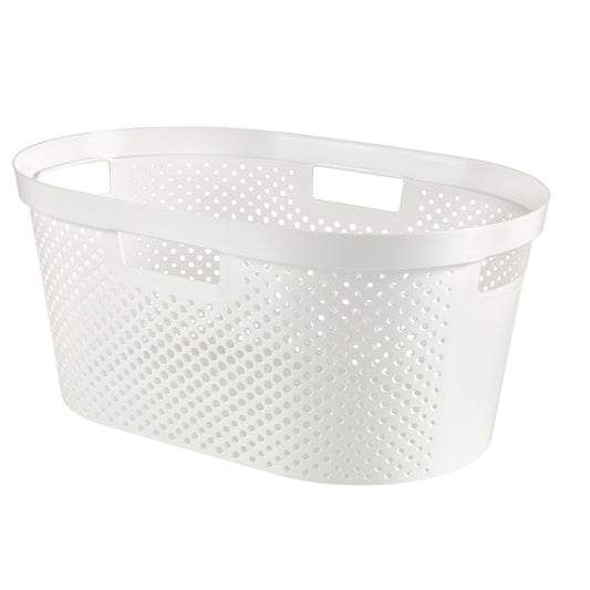 Infinity Dots wasmand recycled 40 liter wit 59x39x26cm