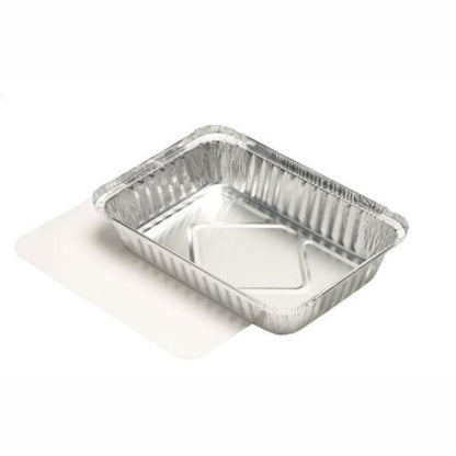 Take-away aluminium schalen 800ml  met kartonnen deksel  pak a 10st