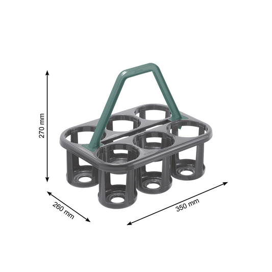 Flessenhouder Basic grijs met groen hengsel