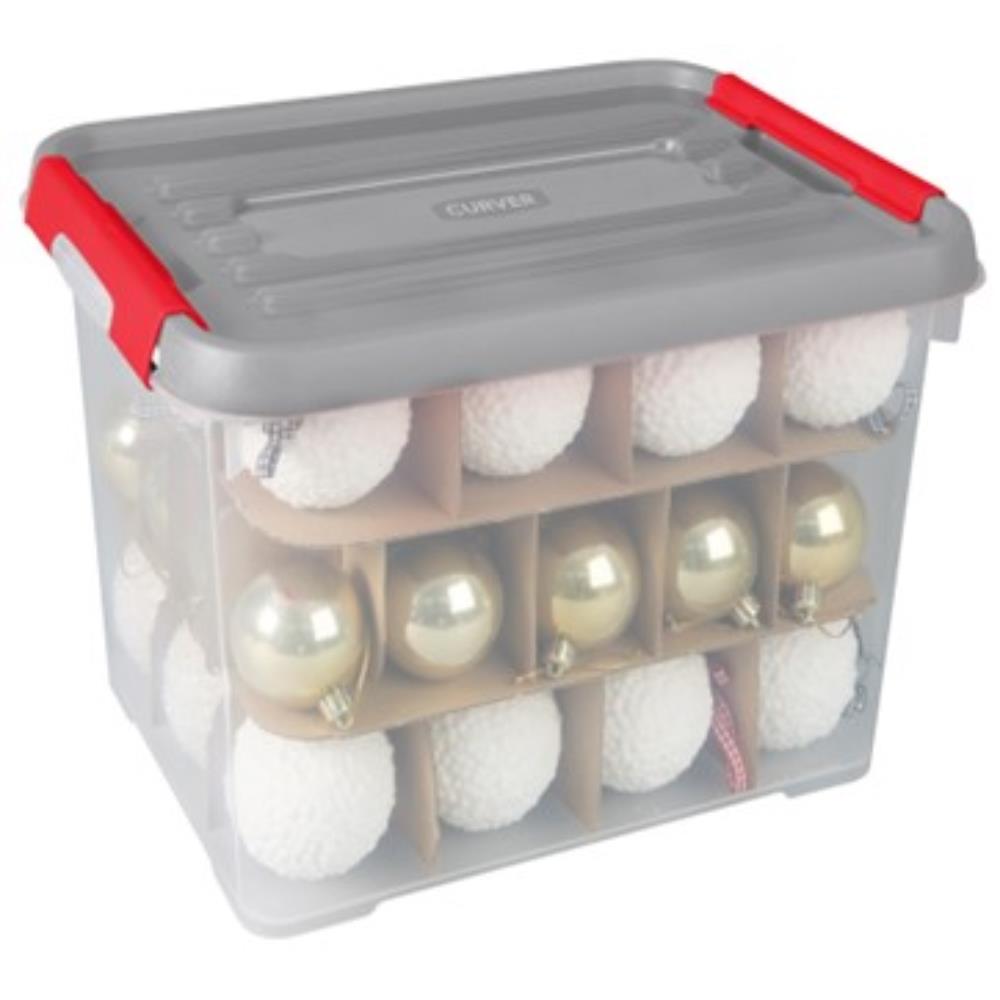 Handy+ Kerst opbergbox 65 liter met scheidings delen voor kerstballen (excl. kerstballen)