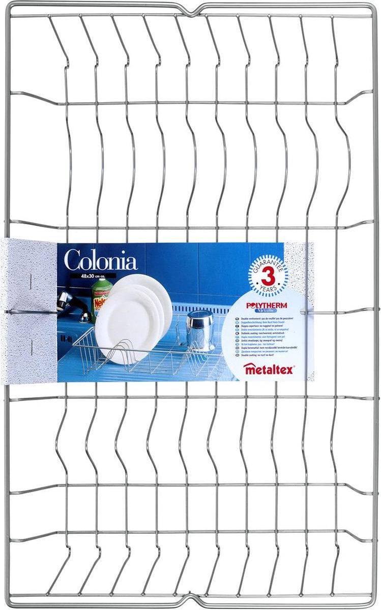 Metaltex Colonia afdruiprek 48x30x10cm metaal polytherm zilverkleur gecoat