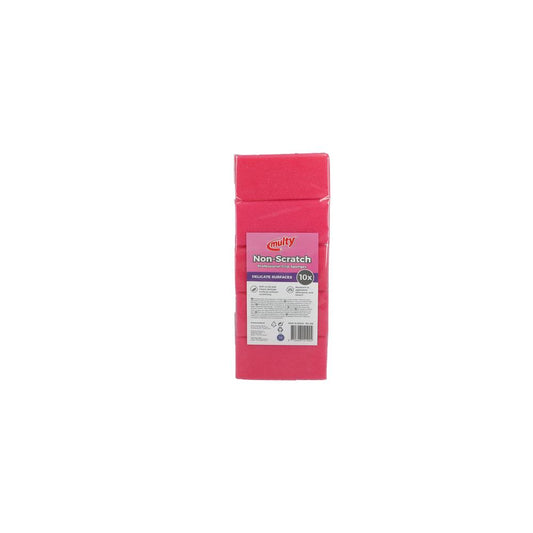 Niet-krassende schuursponsen met greep 13x6,5x4,5cm 10-pack roze