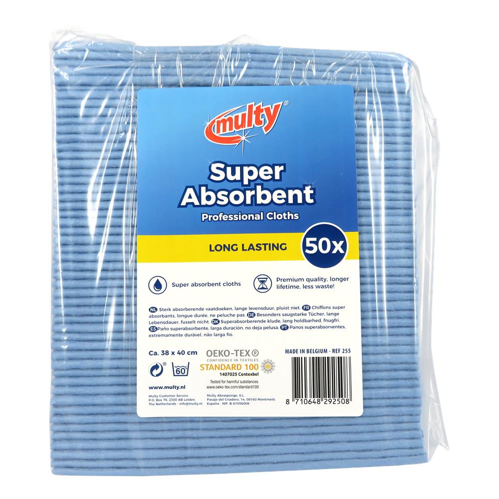 Sterk absorberende vaatdoeken 38x40cm 50-pack blauw