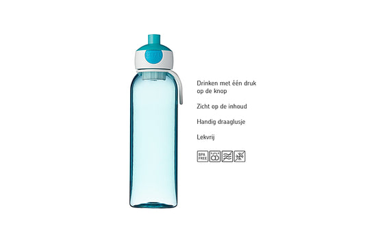 Waterfles flip-up campus 500 ml - turquoise