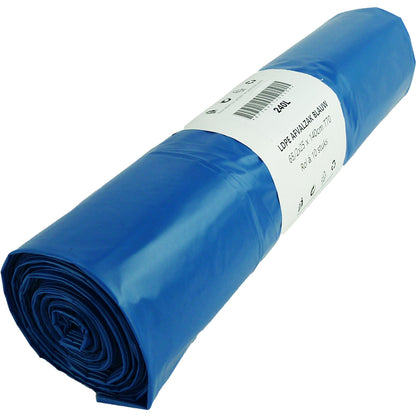 Afvalzak 240L blauw 10 stuks op rol 65/2x25x140cm